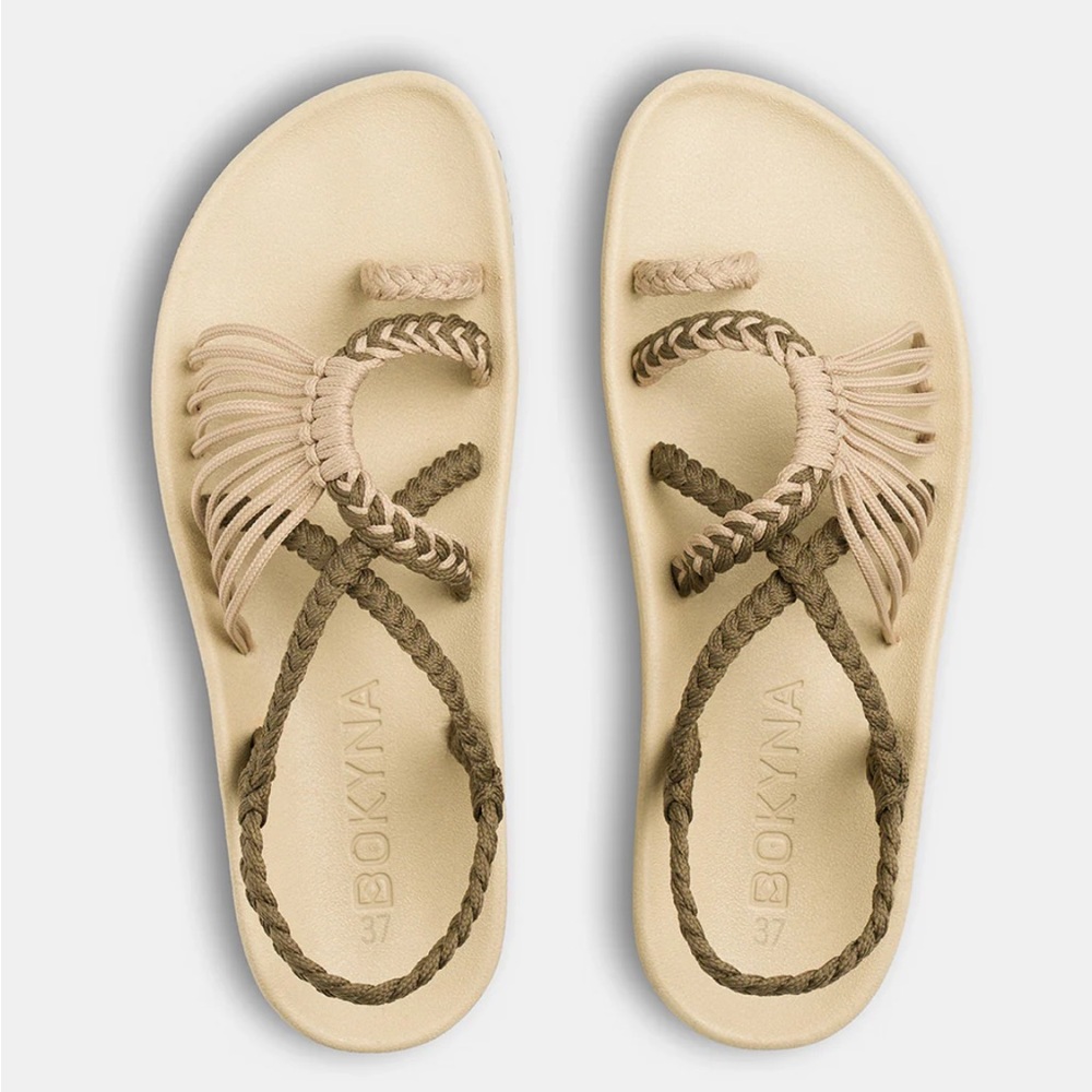Bokina Beige Braided Fringe Women's Sandals